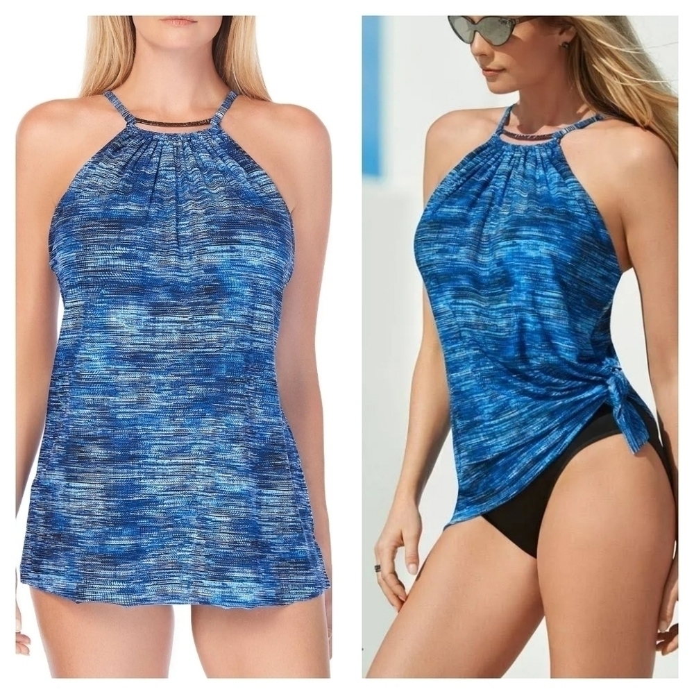 Magicsuit Parker Underwire One Piece Swimsuit Dress in Blue Jean Size US 10